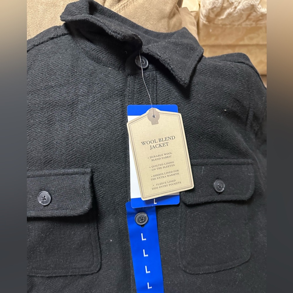 Jachs Men’s Wool Blend Sherpa Jacket Shacket New Black - Picture 9 of 14